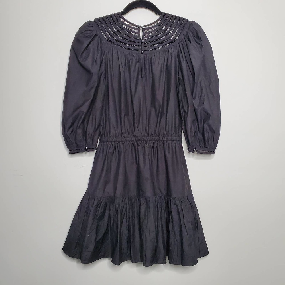 JOIE • Black Mishika Cotton Silk Blend Drawstring Victorian Dress Sz XXS - Picture 9 of 9